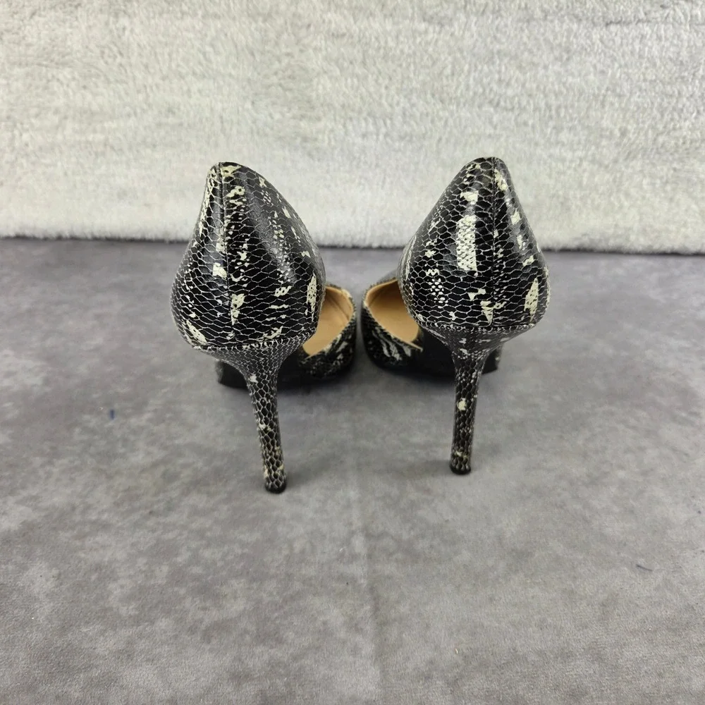 BCBG Paris Jaze Snakeskin d'Orsay Pumps Black White Pointed Toe Heels 8B